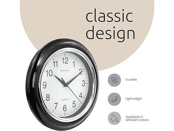 Kiera Grace Aster Round Wall Clock, 10" x 10"
