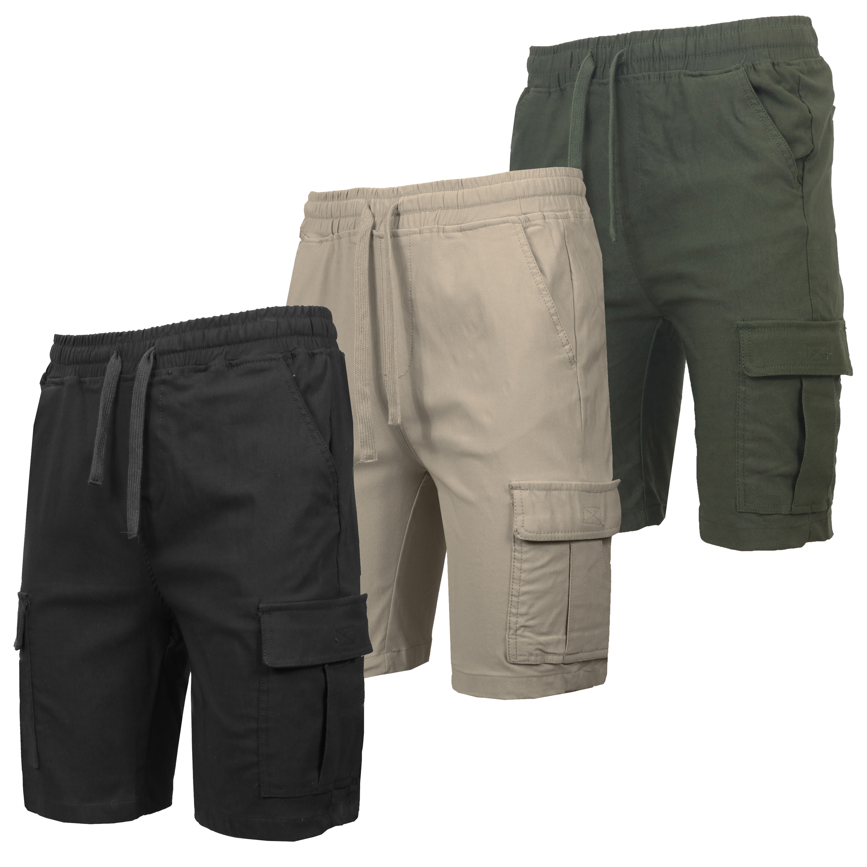 3Pk Mens Super Stretch Cargo Shorts - Gallery 19