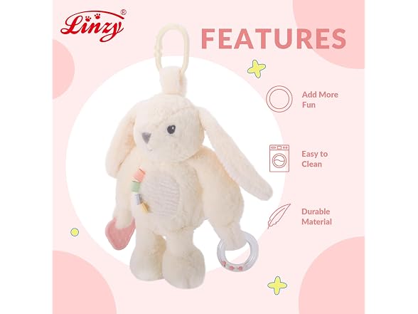 Linzy 10" Beige Bunny Baby Stroller Toy