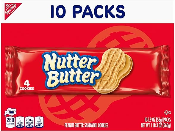 Nutter Butter Peanut Butter Cookies, 10 Snack
