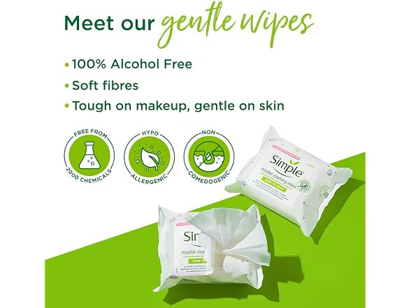 Simple Micellar Cleansing Facial Wipes 25 Wipes