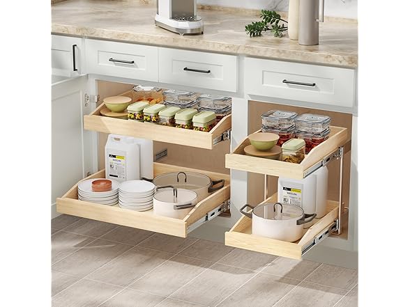 ROOMTEC 2 Tier Pull Out Cabinet Organizer