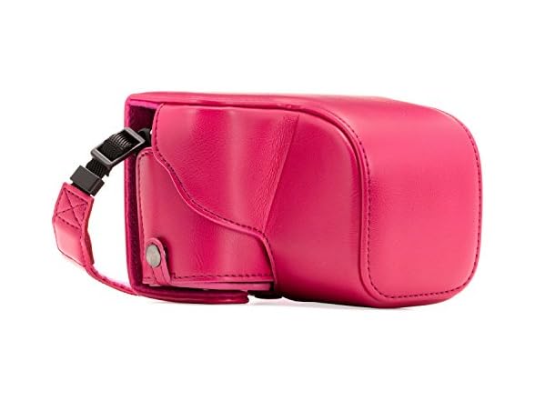 MegaGear Ever Ready Leather Camera Case and Strap (Hot Pink)