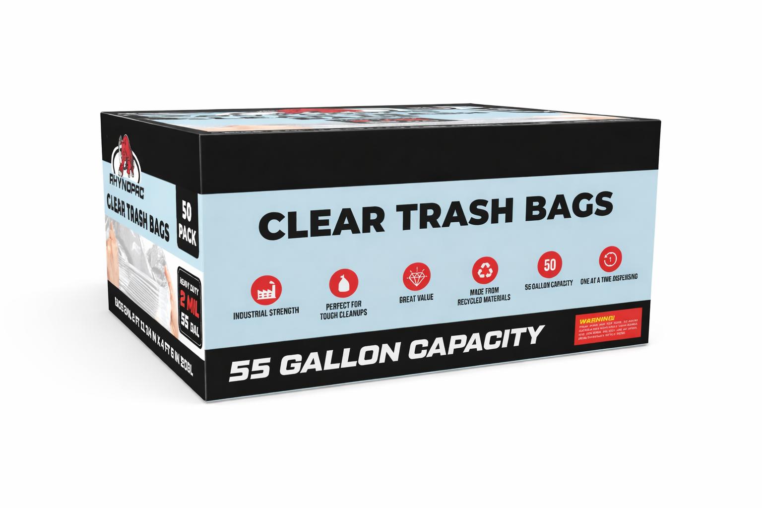 55 Gallon 2 Mil Clear Trash Bags - Gallery 17