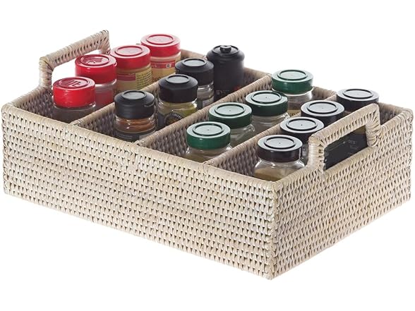 KOUBOO Lo Jolla Rattan Flatware Tray, White Wash