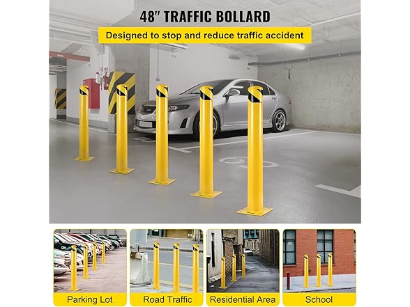 VEVOR Safety Bollard 48"x4.5" Safety Barrier Bollard 4-1/2" OD 48" Hei