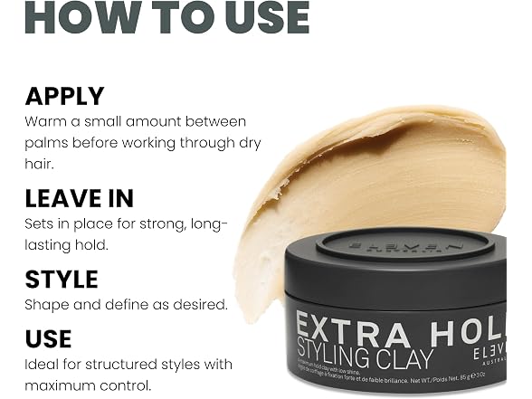 (2 Pack) Eleven Australia Extra Hold Styling Clay, 3 oz