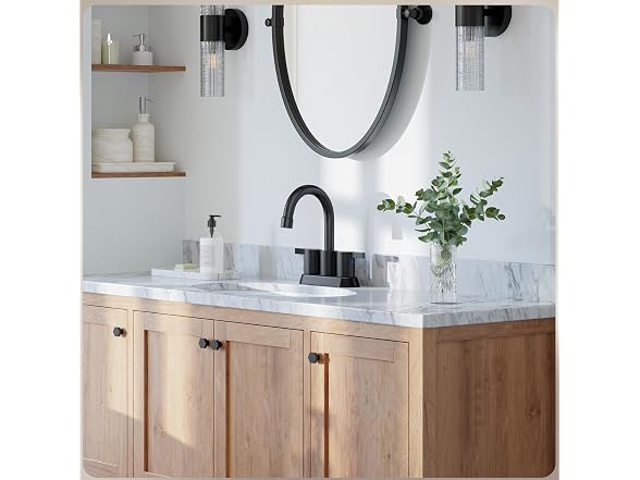 4 Inch 2 Handle Centerset Matte Black Faucet