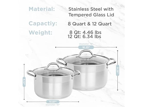 Alpha Living SP-0812G Stainless Steel Pot Set 