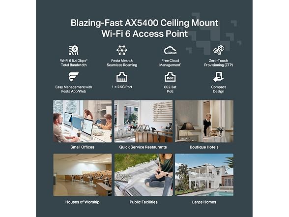 TP-Link Festa F67, AX5400 WiFi 6 2.5G Ultra-Slim Wireless Access Point