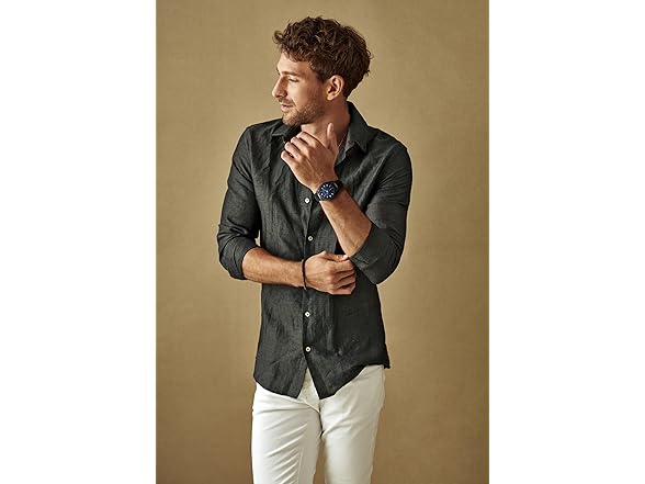 Geoffrey Beene Men Gunmetal Leather Watch