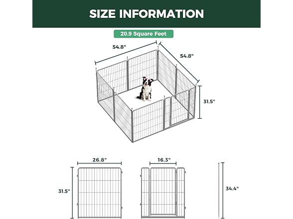 FXW Aster Dog Playpen Designed for Yard, 32" H, 8 Panels