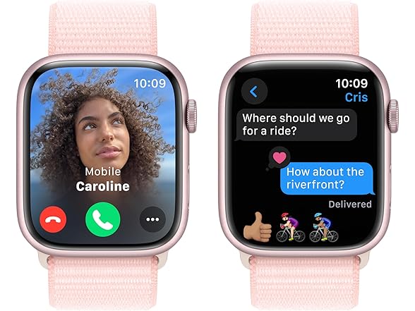 Apple Watch Series 9 [GPS 45mm] Smartwatch with Pink Aluminum Case with Pink Sport Loop. Fitness Tracker, Blood Oxygen & ECG Apps, Always-On Retina Display, Carbon Neutral (Open Box)
