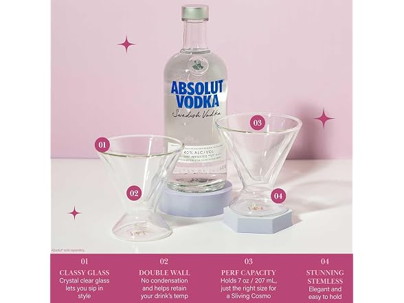 Paris Hilton 2-Piece Martini Glass Set Clear
