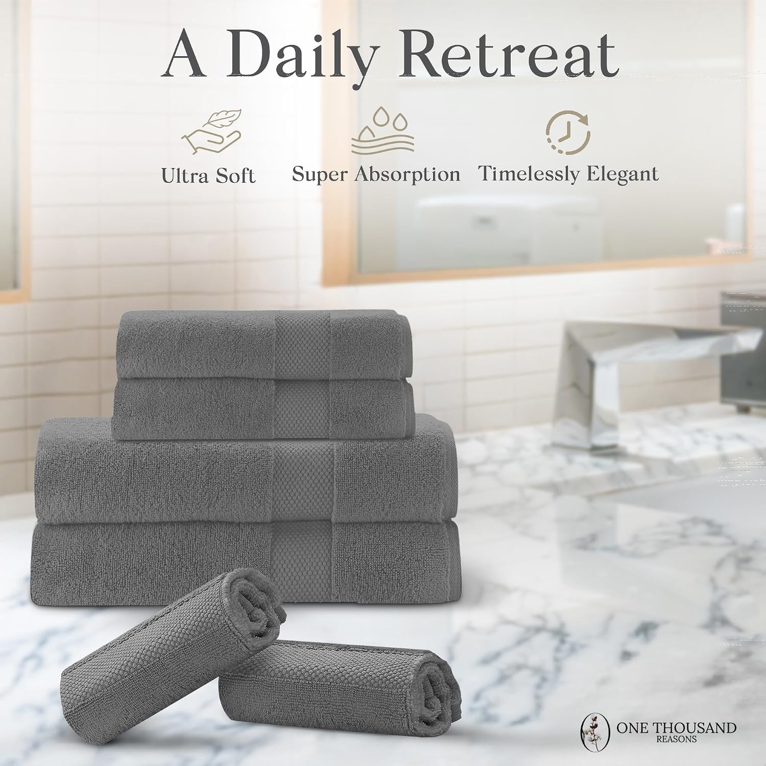 6Pc Luxury Bath Towel Set (1-Stripe) - Gallery 17