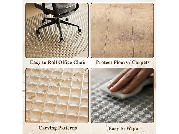 VETROUVE 46" x 36" Glass Chair Mat
