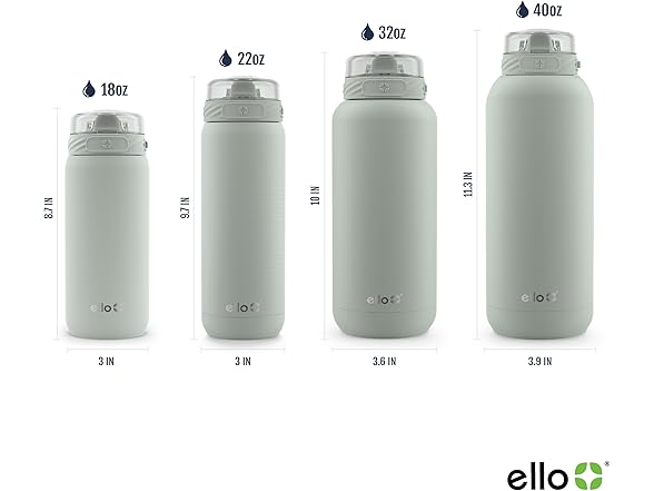 Ello Cooper Bottle, 32 oz, Sage