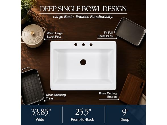Sinkology Parker 34 in White Fireclay Farmhouse Sink