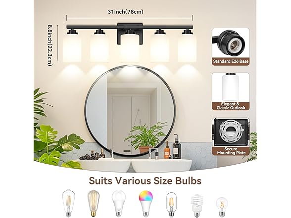 VerRon 5-Light Bathroom Light Fixture
