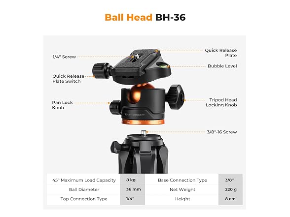 K&F CONCEPT 75 inch/190cm Camera Tripod