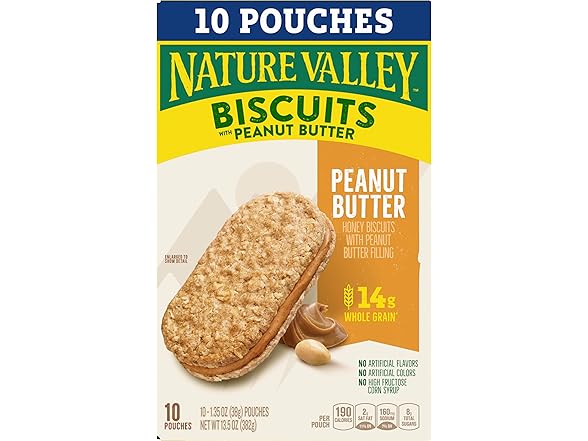 10CT Nature Valley Biscuit Sandwiches, Peanut Butter