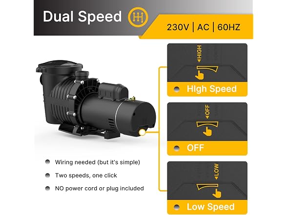 IVY&LANE 2.5 HP Inground Pool Pump Dual Speed, 230V
