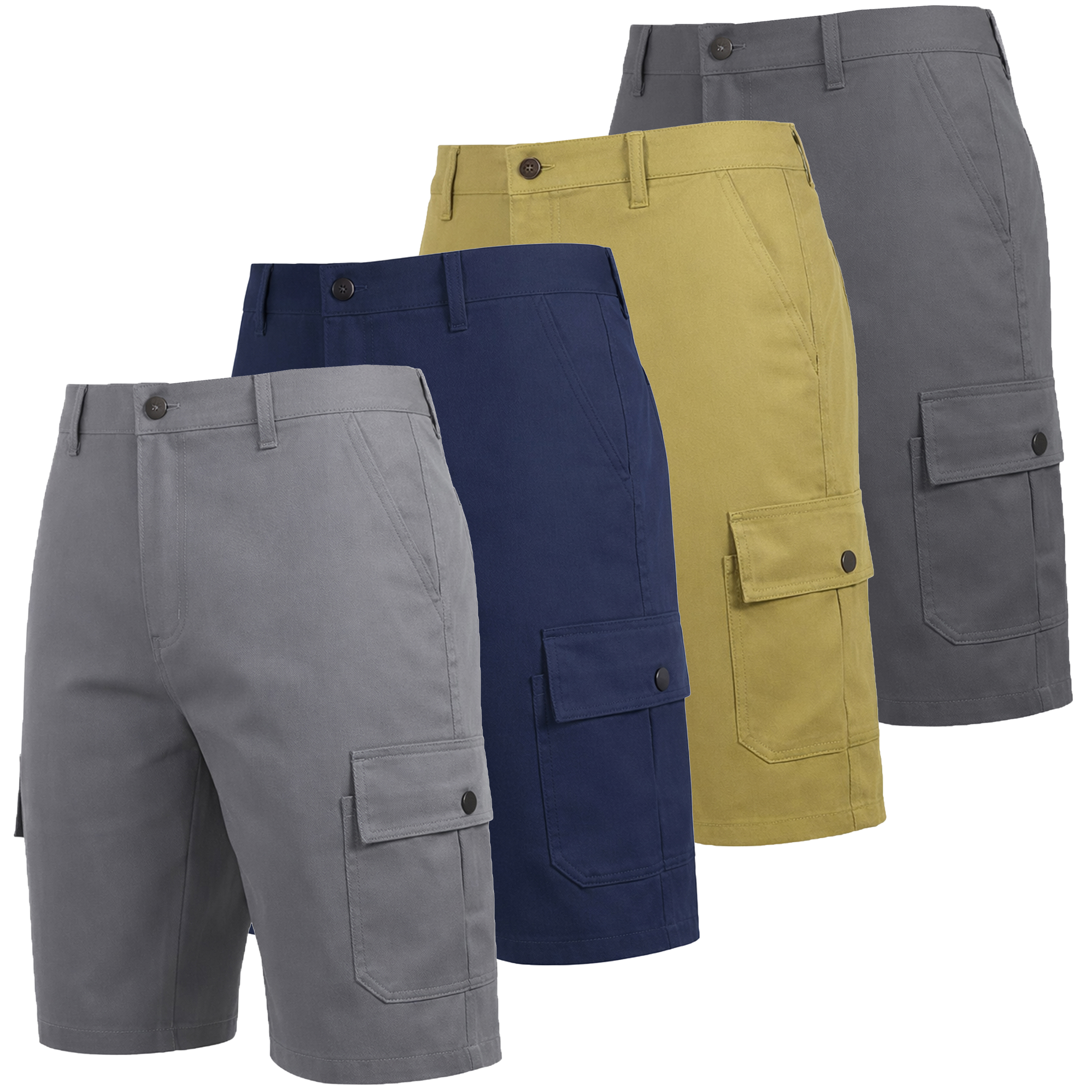 4Pk Mens Flex Stretch Cargo Shorts - Gallery 8
