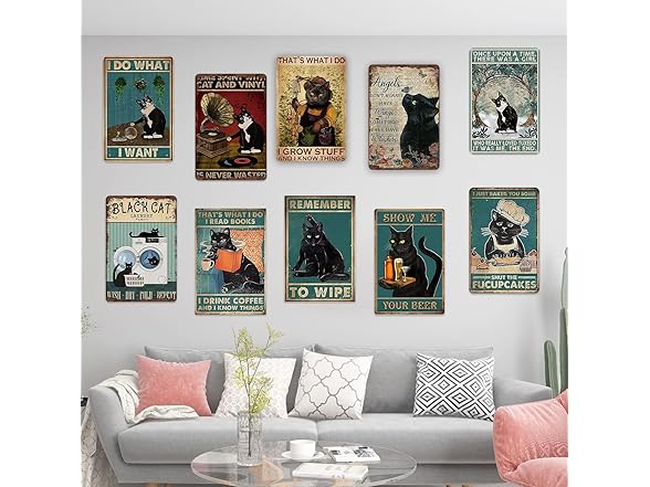 Jicht Funny Black Cat Metal Tin Sign