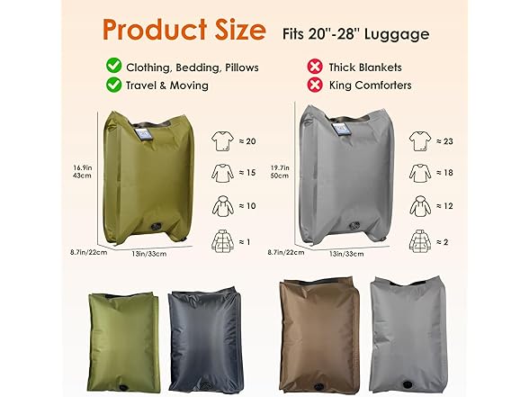 (4 Pack) Vacuum Storage Bags & Electric Pump