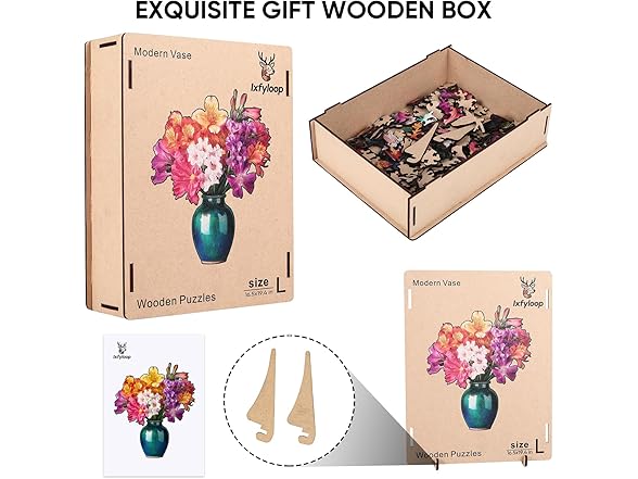 Ixfyloop Wooden Puzzles for Adults, Modern Vase