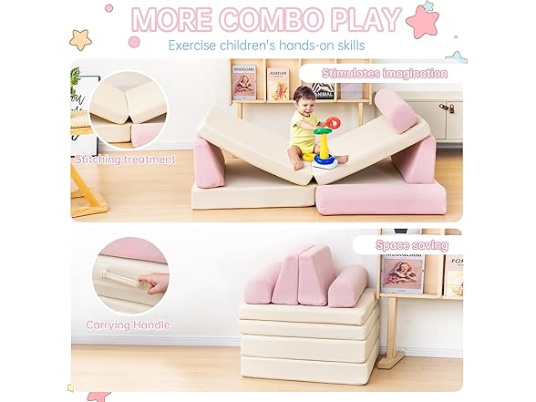 Stmoze Modular Kids Play Couch, 5 Second Quick Bounce High D (Open Box)