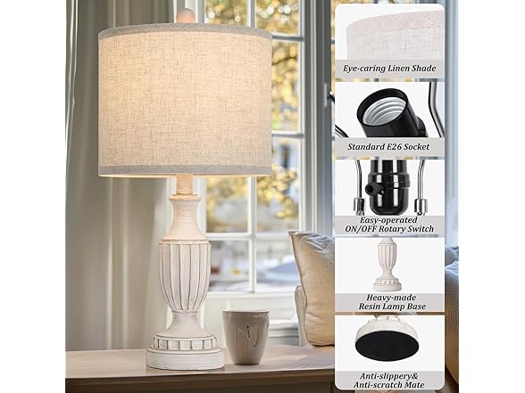 TOBUSA 22“ Rustic Table Lamps Set of 2