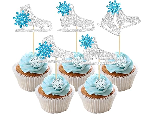 Gyufise 24Pcs Ice Skating Cupcake Topper
