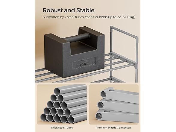 SONGMICS Shoe Rack 3-Tier 11.8 x 36.2 x 21.7 Inch