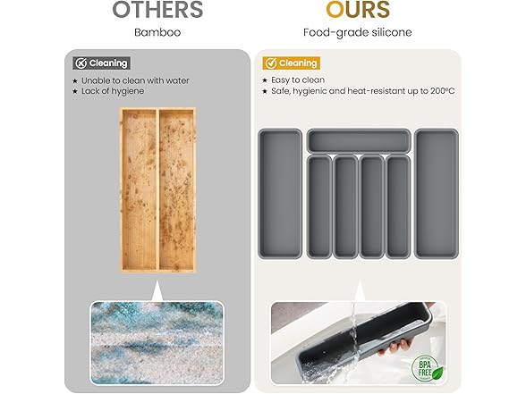 K KORKUAN Silicone Silverware Organizer