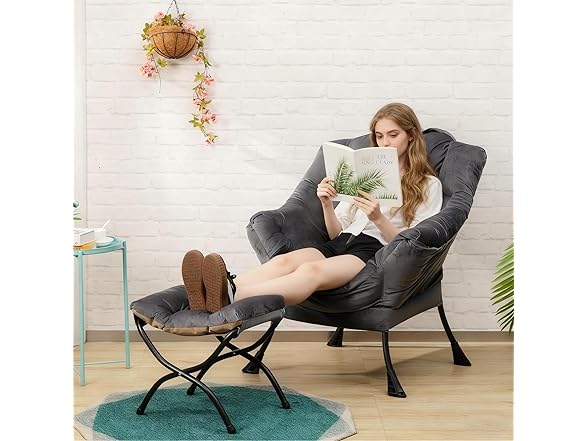Lazy Chair with Foldable Ottoman