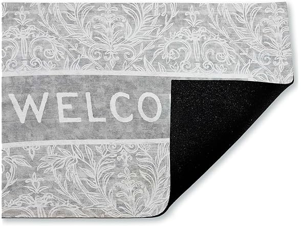 Distressed Damask Door Mat 18"x30"