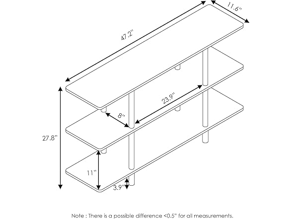 Furinno Turn-N-Tube 3-Tier Wide Display Shelf