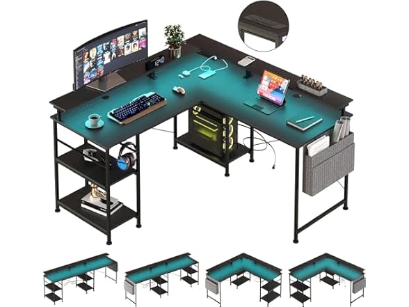 wOod-it Gaming Desk with LED Lights, 55"