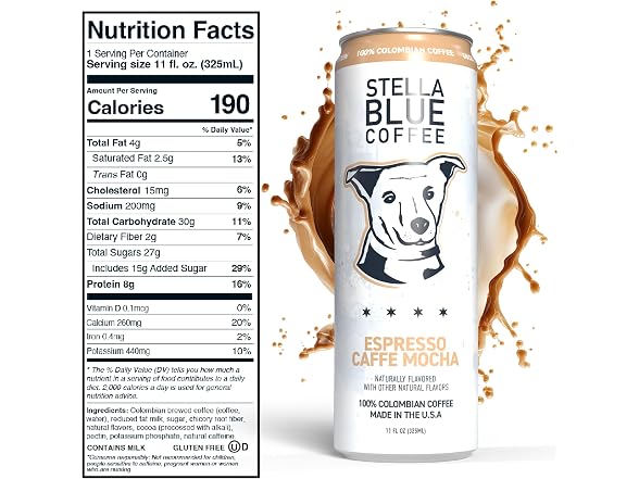 12PK Stella Blue Espresso Caffe Mocha Cans