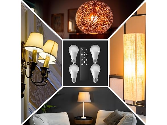 LED Floor Lamp with Remote Control – 4 Bulbs, 3 Light Modes
