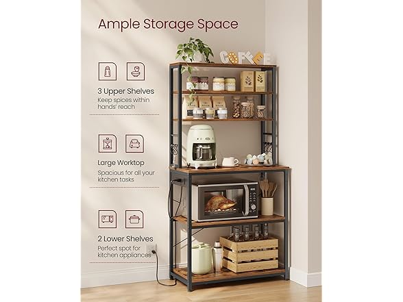 VASAGLE Bakers Rack with Power Outlet