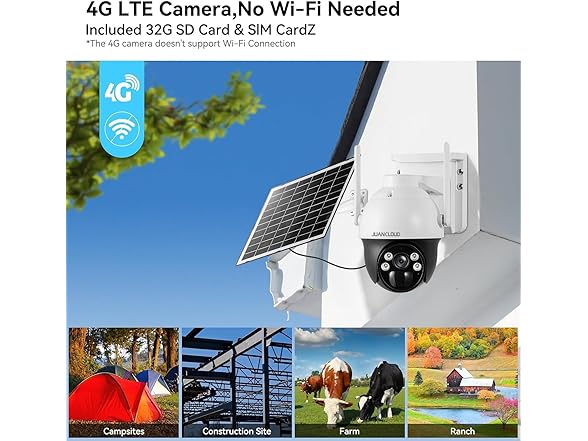 JUANCLOUD 4G LTE Cellular Solar Security Camera