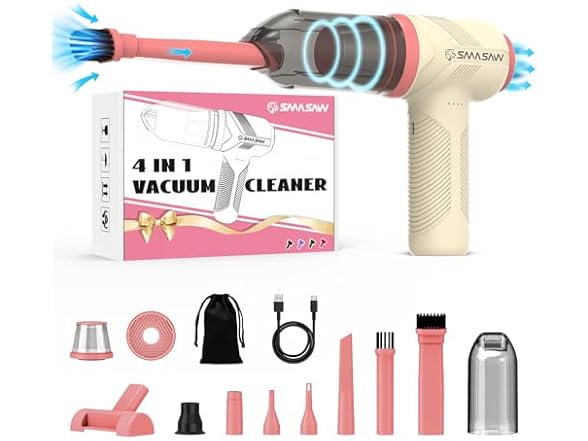 SMASAW 4-in-1 Small Car Vacuum Cleaner