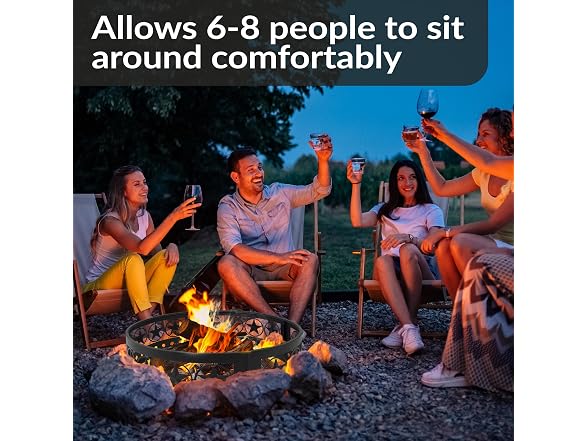 Sunnydaze 4-Star Decorative Outdoor Large Round Metal Fire Pit Ring, 36"