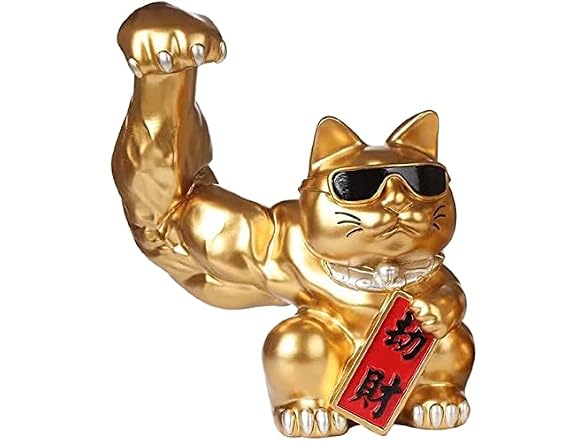 FRECI Lucky Cat Figurine Muscle Arm Cat