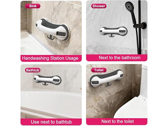 NUONU Grab Bars for Shower,Shower Handle with 3 He