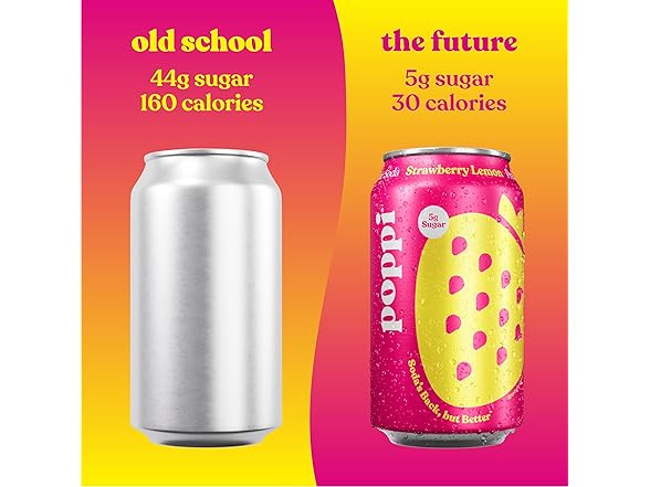 1CT Poppi Sparkling Prebiotic Soda, Strawberry Lemon