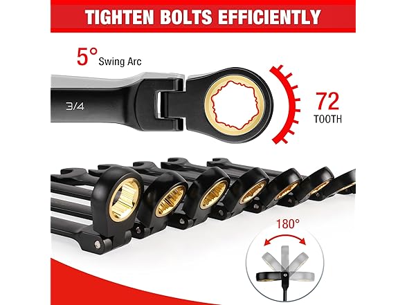 WORKPRO 8-piece Flex Head Wrench Green