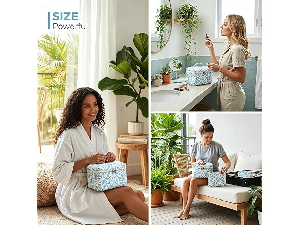 3 Pcs Quilted Makeup Bag Set